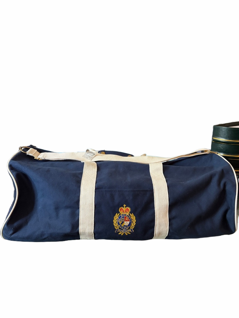 Polo Ralph Lauren large Vintage Navy canvass duffle with Crown crest logo NWT